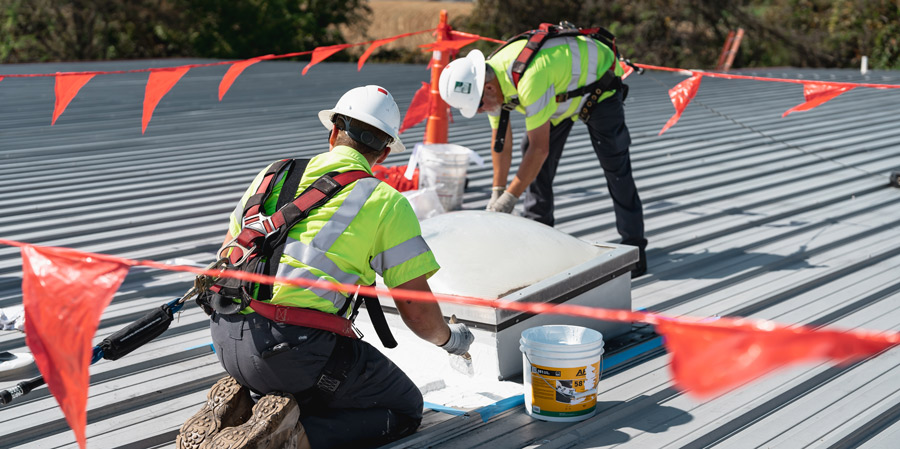 Skylight curb and flashing work