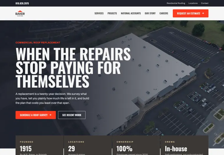 Roof replacement landing page
